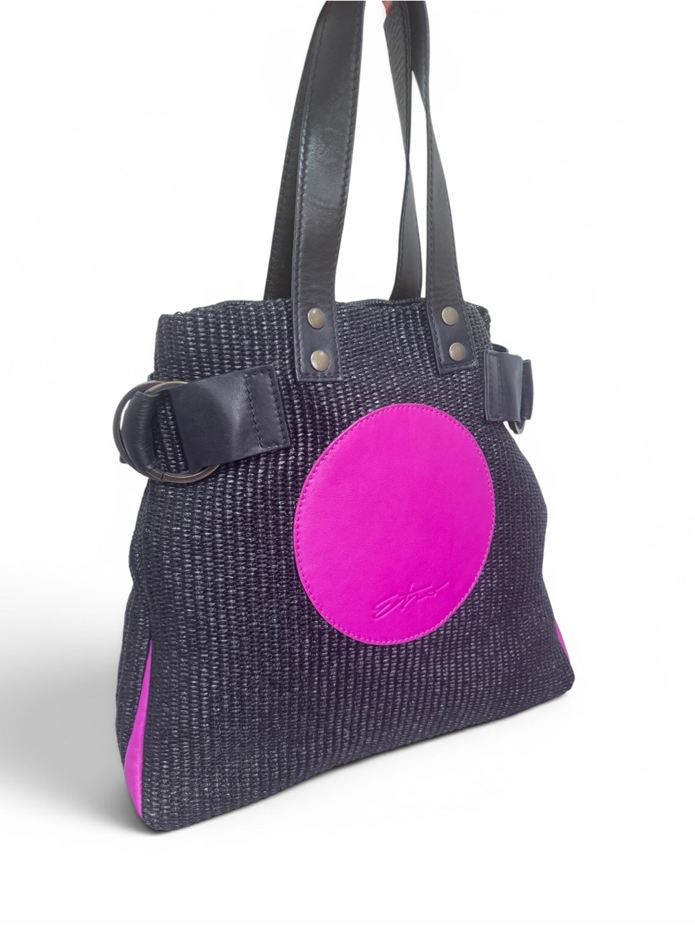 RARE ETRO MILANO WOVEN TOTE WITH LEATHER ACCENTS